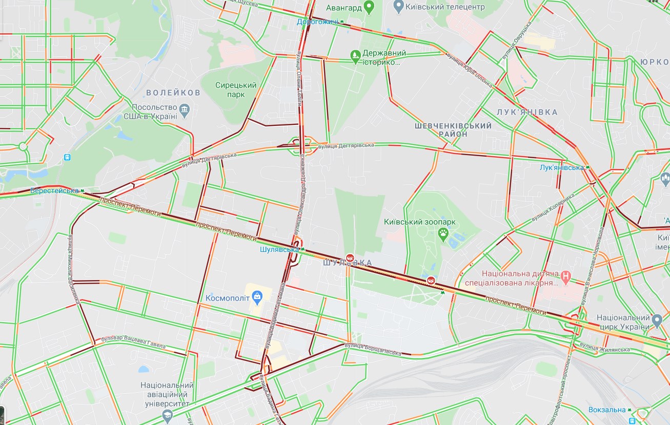 Пробки в Киеве – где затруднено движение 19 мая (ОНЛАЙН-КАРТА) Фото 3