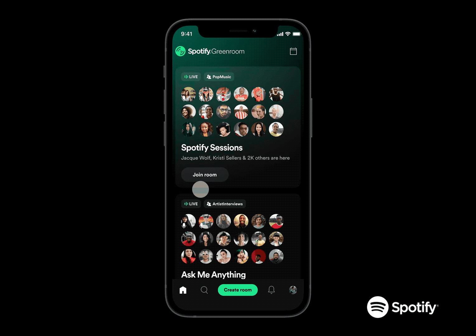Spotify запустил Greenroom — это аналог Clubhouse Фото 1