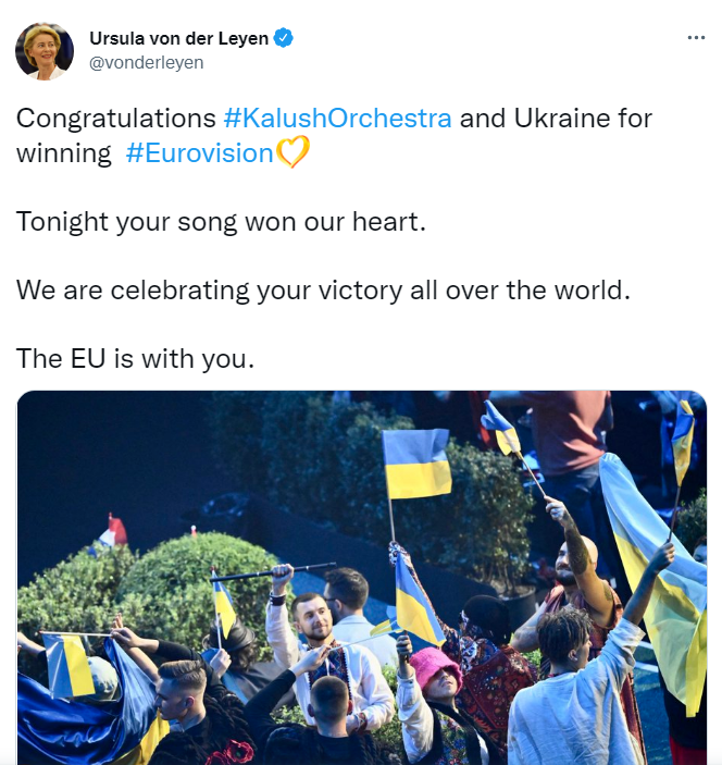 Наступне Євробачення – у вільній Україні! Перші особи ЄС привітали Kalush Orchestra з перемогою Фото 3